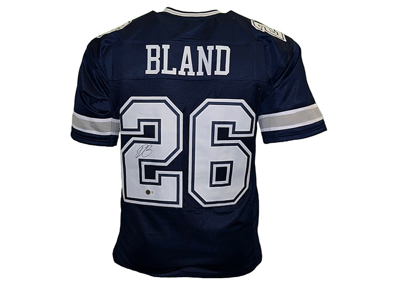 Daron Bland Signed Custom Blue Football Jersey Beckett