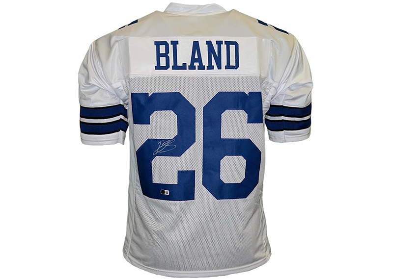 Daron Bland Signed Dallas  White Football Jersey Beckett