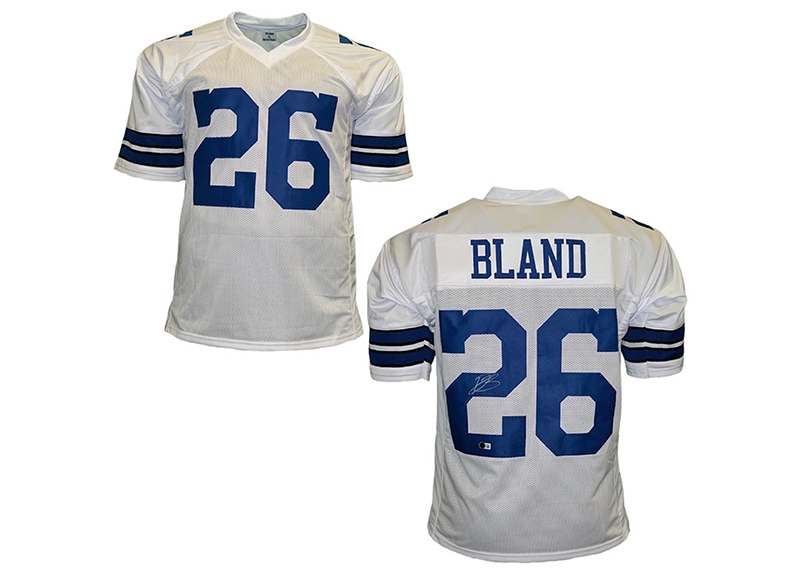 Daron Bland Signed Dallas  White Football Jersey Beckett