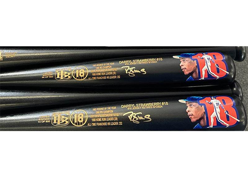 Darryl Strawberry Signed Mets Jersey Retirement Black Maple Bat