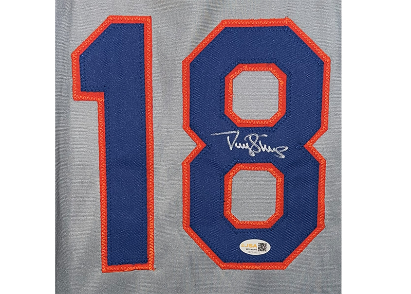 Darryl Strawberry Signed New York Gray Baseball Jersey JSA