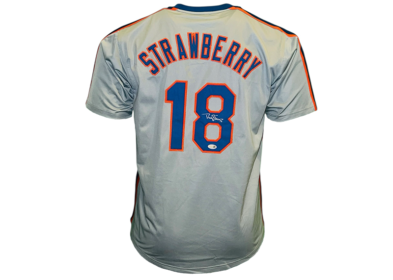 Darryl Strawberry Signed New York Gray Baseball Jersey JSA