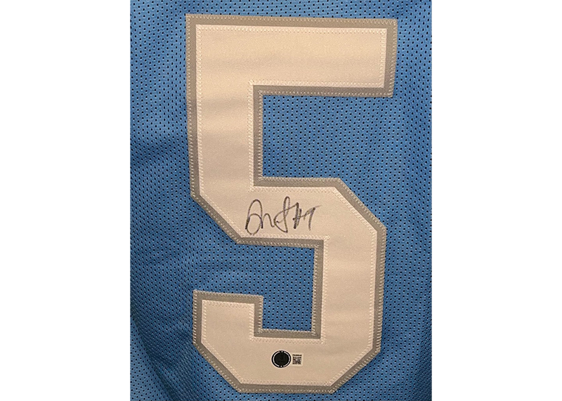 David Montgomery Signed Custom Blue Football Jersey Beckett