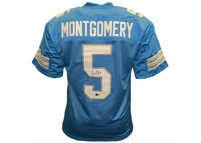 David Montgomery Signed Custom Blue Football Jersey Beckett