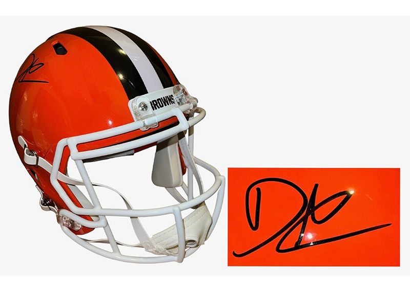 David Njoku Signed Cleveland Browns Speed Full Size Helmet JSA