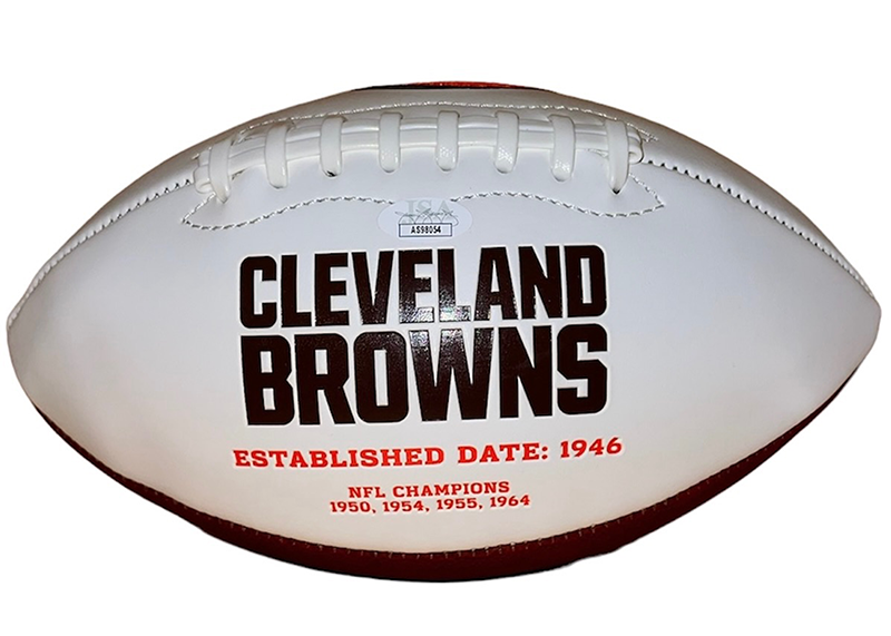 David Njoku Signed Cleveland Browns official Football Logo JSA