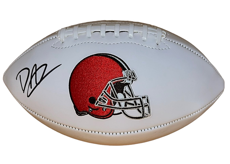 David Njoku Signed Cleveland Browns official Football Logo JSA