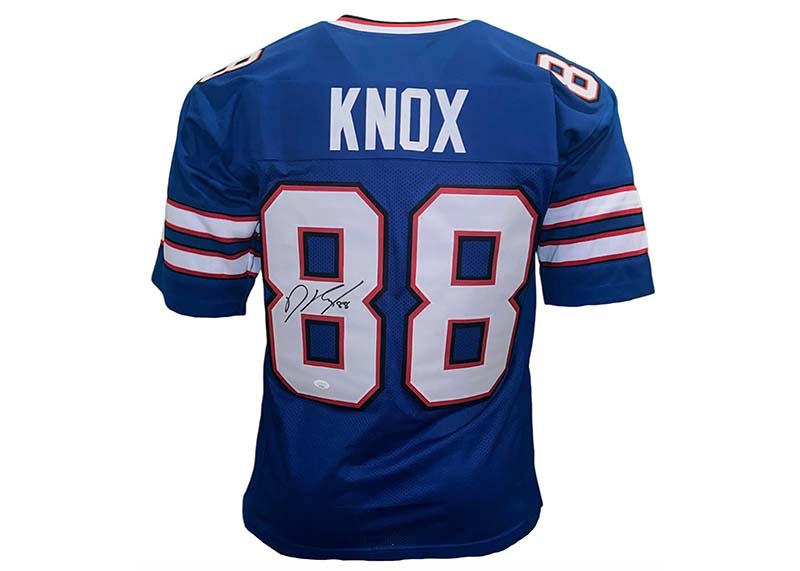 Dawson Knox Autographed Custom Blue Football Jersey (JSA)