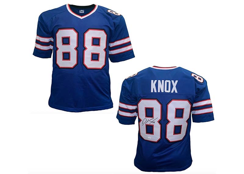 Dawson Knox Autographed Custom Blue Football Jersey (JSA)