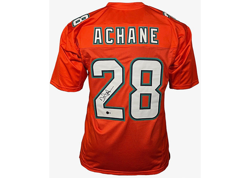 De’Von Achane Signed Custom Orange Football Jersey Beckett