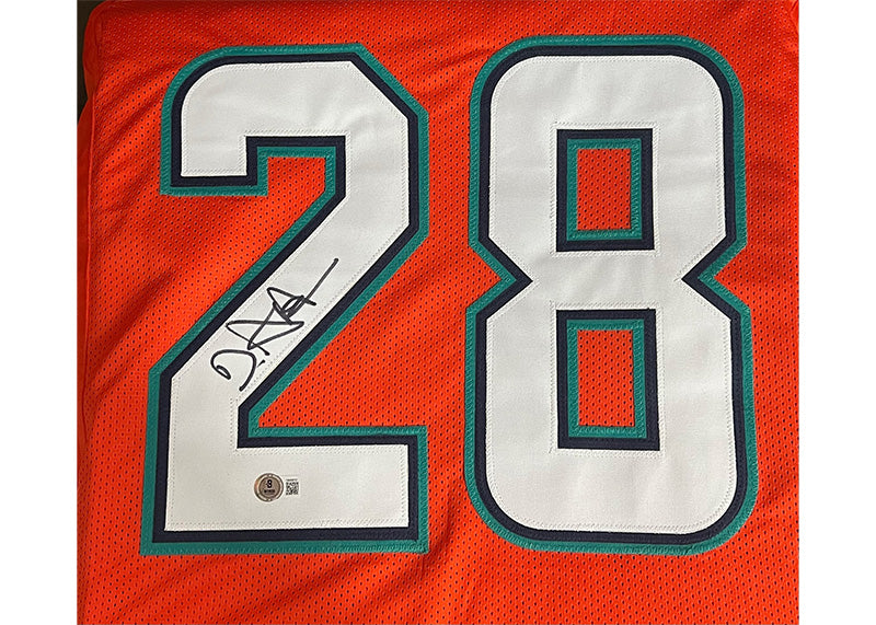 De’Von Achane Signed Custom Orange Football Jersey Beckett