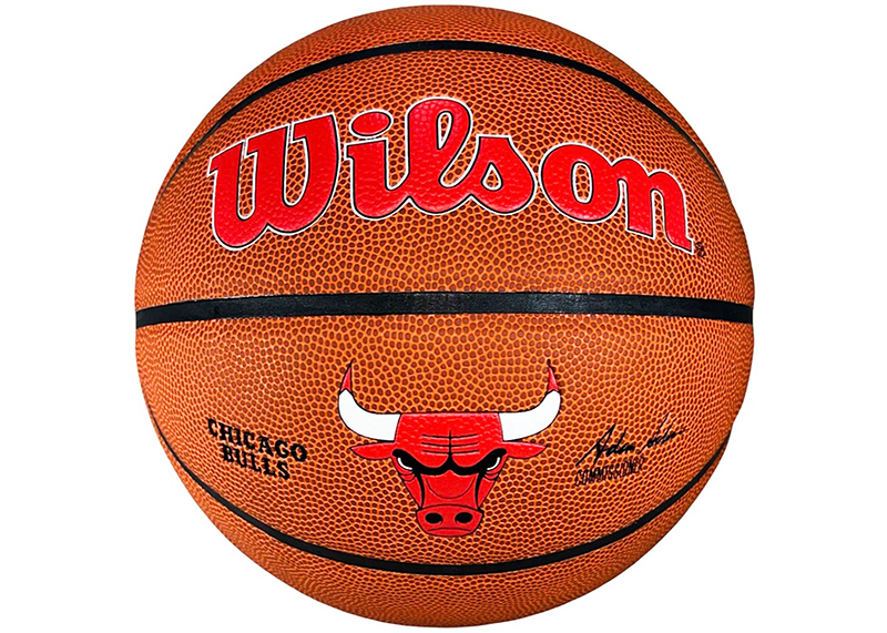 Dennis Rodman Signed 3 Peat Inscription Chicago Bulls Wilson NBA Team Logo Basketball (JSA)