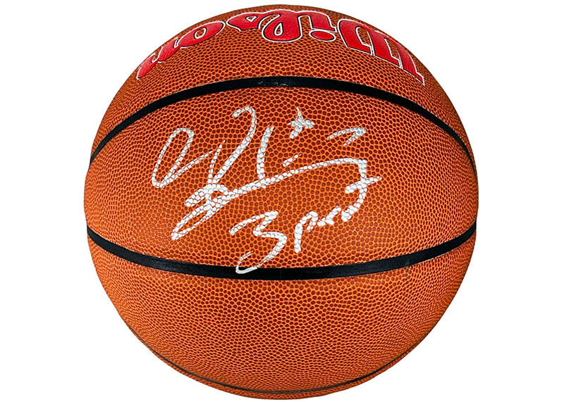Dennis Rodman Signed 3 Peat Inscription Chicago Bulls Wilson NBA Team Logo Basketball (JSA)