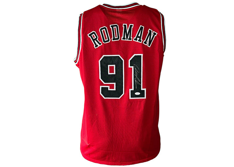 Dennis Rodman Signed Chicago Red Basketball Jersey (JSA)