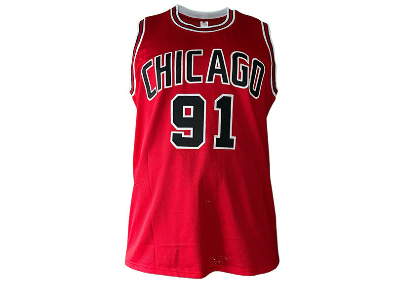 Dennis Rodman Signed Chicago Red Basketball Jersey (JSA)