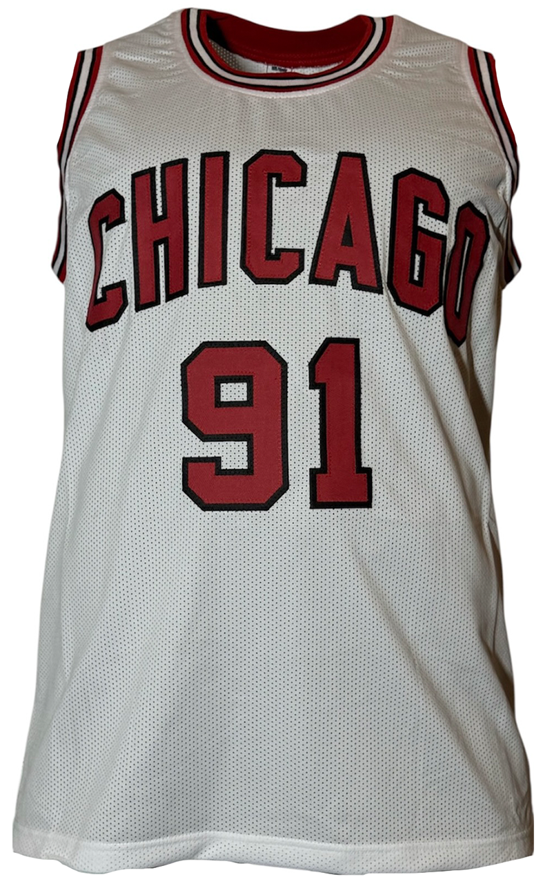 Dennis Rodman Signed Chicago White Basketball  black sig Jersey Beckett