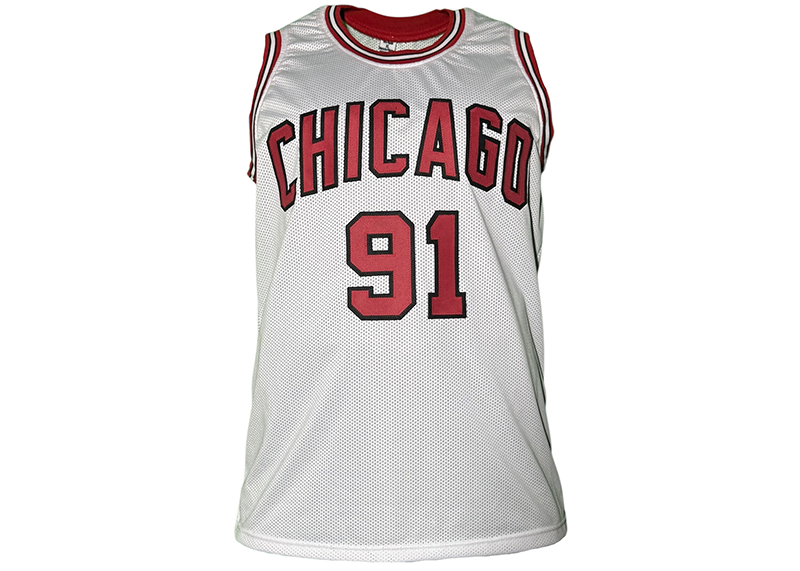 Dennis Rodman Signed Chicago White Basketball Jersey JSA