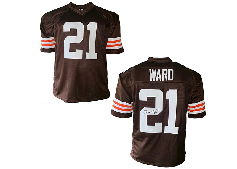 Denzel Ward Signed Custom Brown Football Jersey JSA