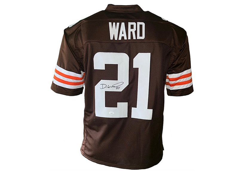 Denzel Ward Signed Custom Brown Football Jersey JSA