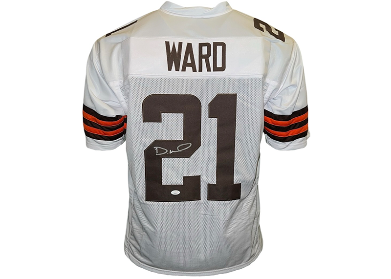 Denzel Ward Signed Cleveland White Football Jersey JSA