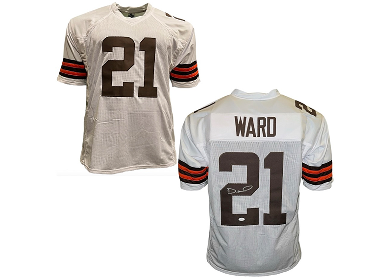 Denzel Ward Signed Cleveland White Football Jersey JSA