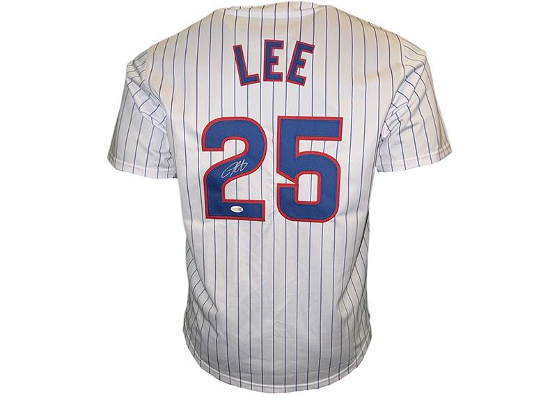 Derrek Lee Signed Chicago Pinstripe Baseball Jersey JSA
