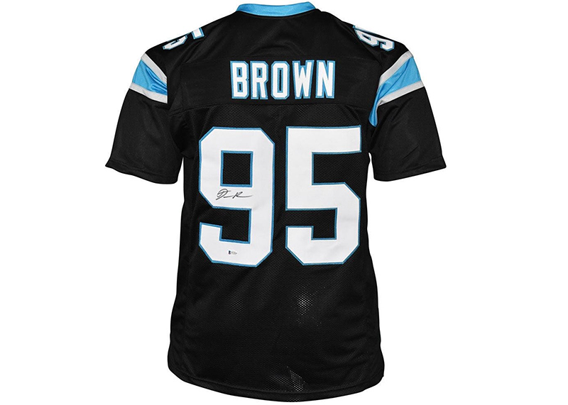 Derrick Brown Signed Carolina Black Football Jersey Beckett