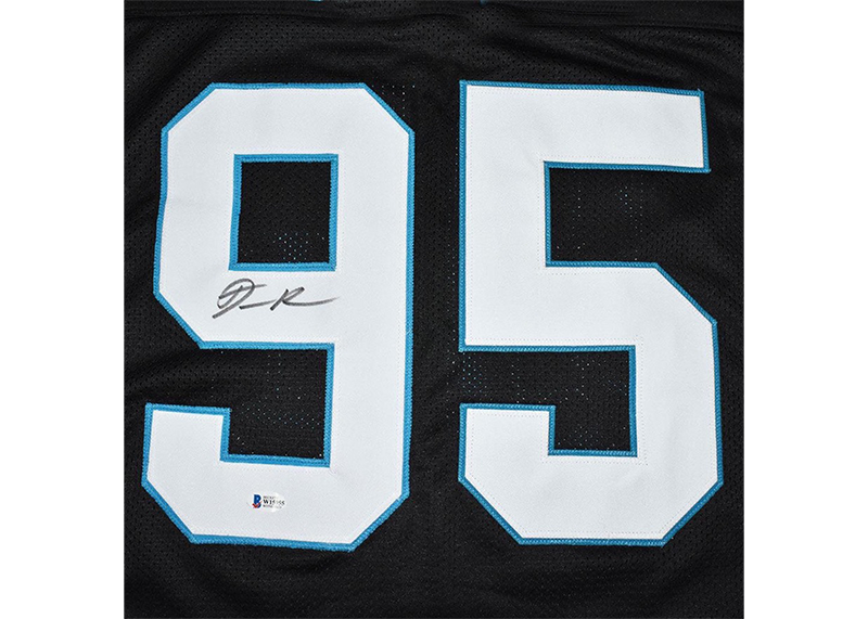 Derrick Brown Signed Carolina Black Football Jersey Beckett