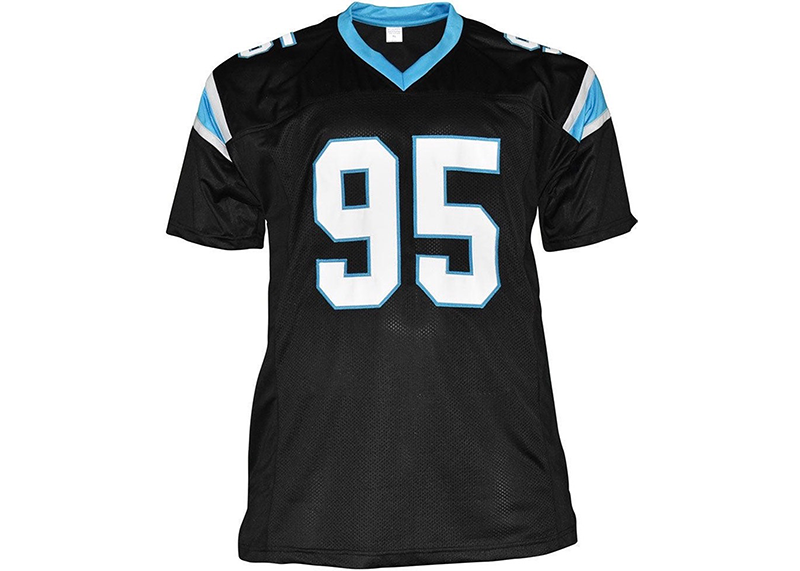 Derrick Brown Signed Carolina Black Football Jersey Beckett