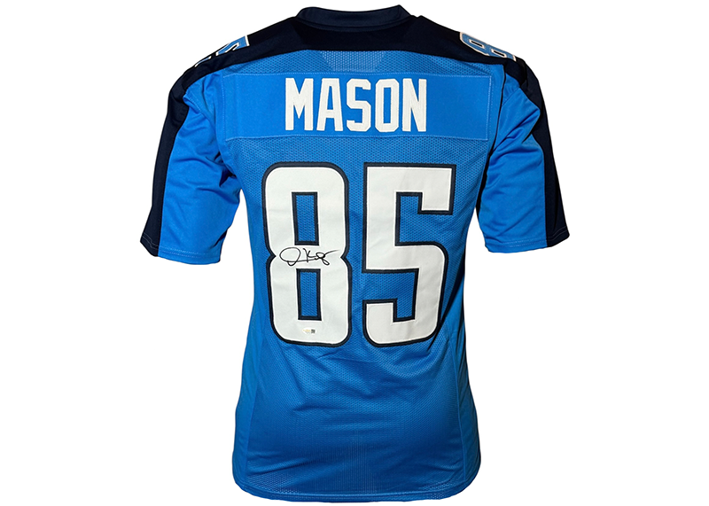 Derrick Mason Signed Tennessee Blue Football Jersey JSA