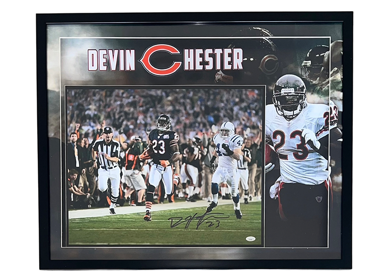 Devin Hester Signed 16x20 Chicago Bears Super Bowl Photo 3D LED Frame JSA