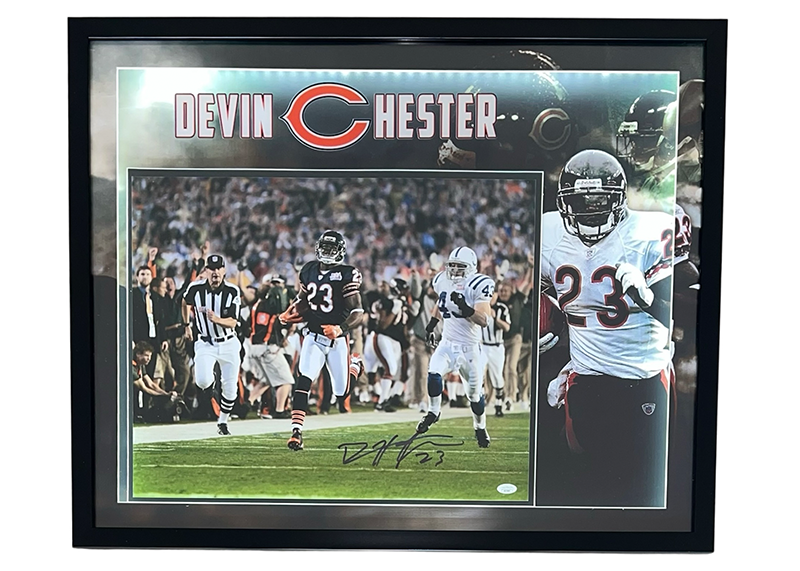 Devin Hester Signed 16x20 Chicago Bears Super Bowl Photo 3D LED Frame JSA