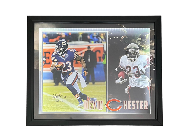 Devin Hester Signed Chicago Bears 3D Photo Frame With LED Lights JSA HOF Inscription 33x27