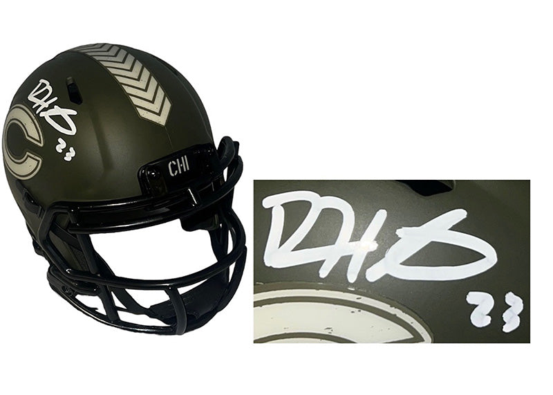 Devin Hester Signed Chicago Bears Salute To Service White Sig Mini Helmet JSA