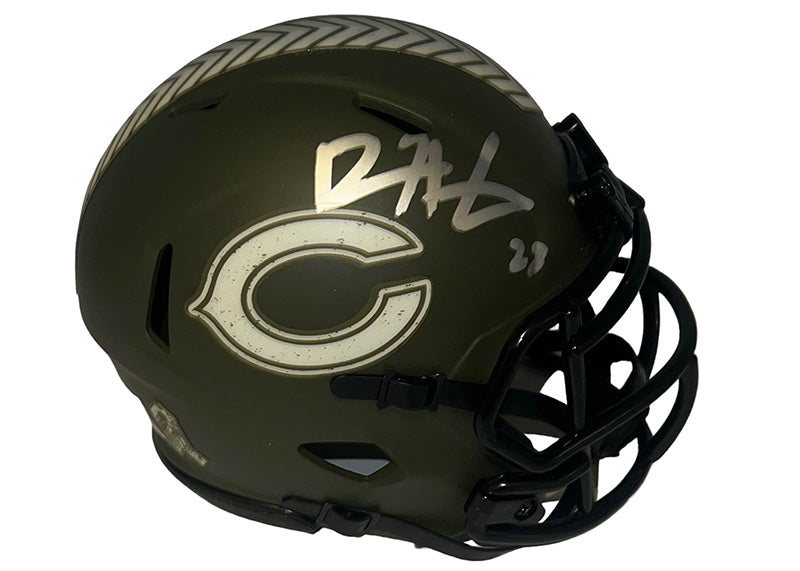 Devin Hester Signed Chicago Bears Salute To Service Silver Sig Mini Helmet JSA