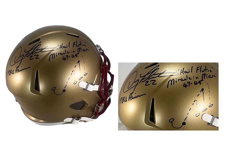 Doug Flutie Signed The Play Inscription Boston College Eagles Speed Full-Size Replica Football Helmet (Beckett)