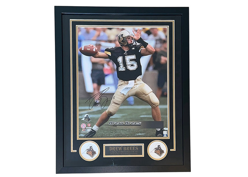 Drew Brees Signed Purdue Boilermakers Framed Photo 29x23 Schwartz