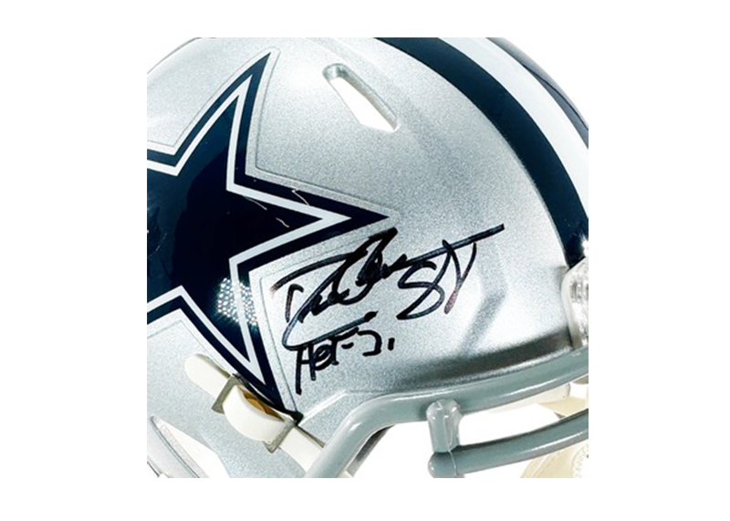 Drew Pearson Signed Dallas Cowboys HOF 21 Speed Mini Football Helmet JSA