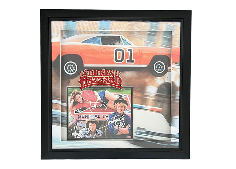 Dukes of Hazzard Signed John Schneider, Tom Wopat & Catherine Bach 23x23 3D With LED Lights Frame JSA