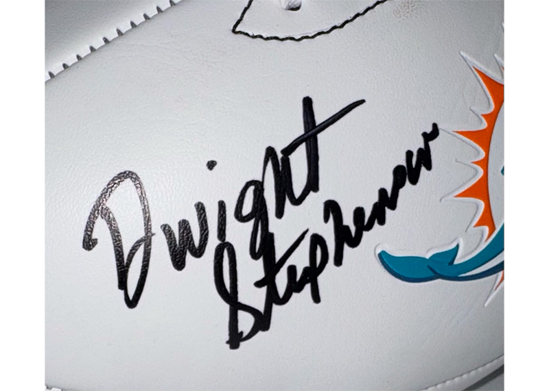 Dwight Stephenson Signed Miami Dolphins Football Logo JSA