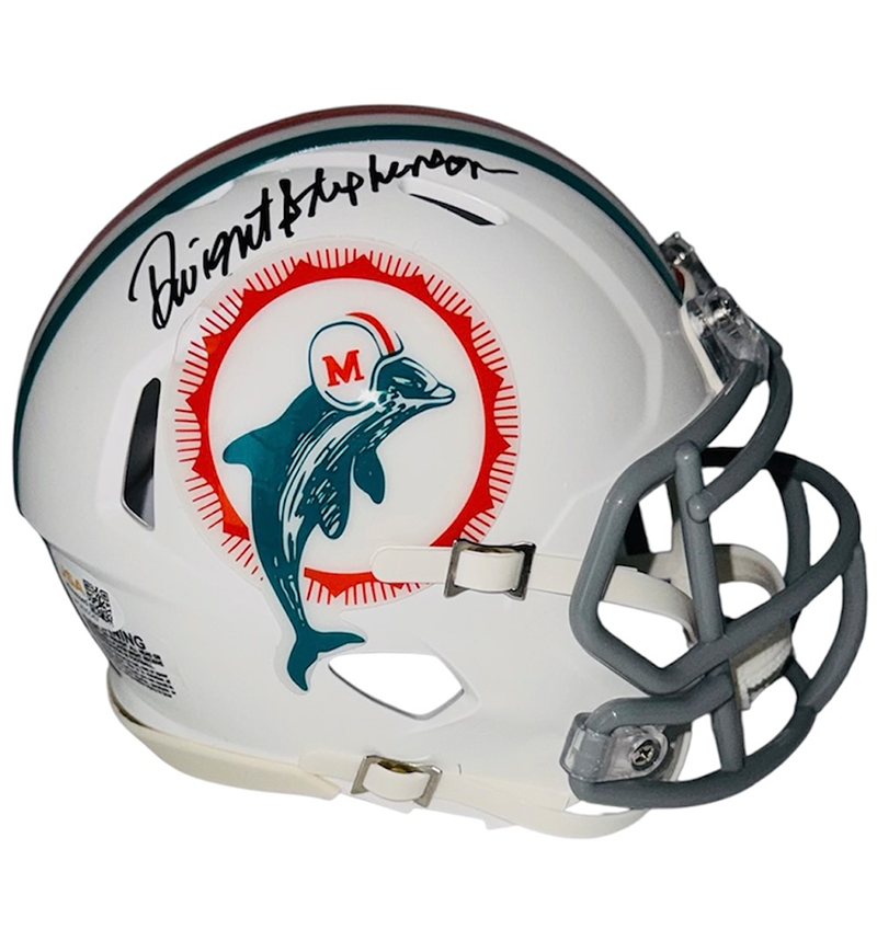 Dwight Stephenson Signed Miami Dolphins Throwback Mini Helmet JSA