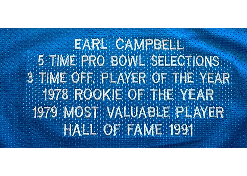 Earl Campbell Autographed Houston Football Stat Jersey Powder Blue (JSA)
