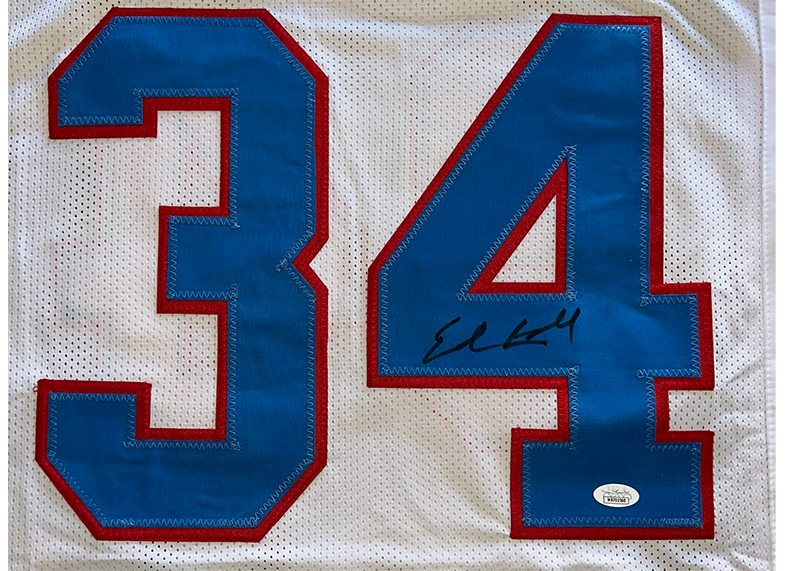 Earl Campbell Autographed Houston White Football Stat Jersey (JSA)