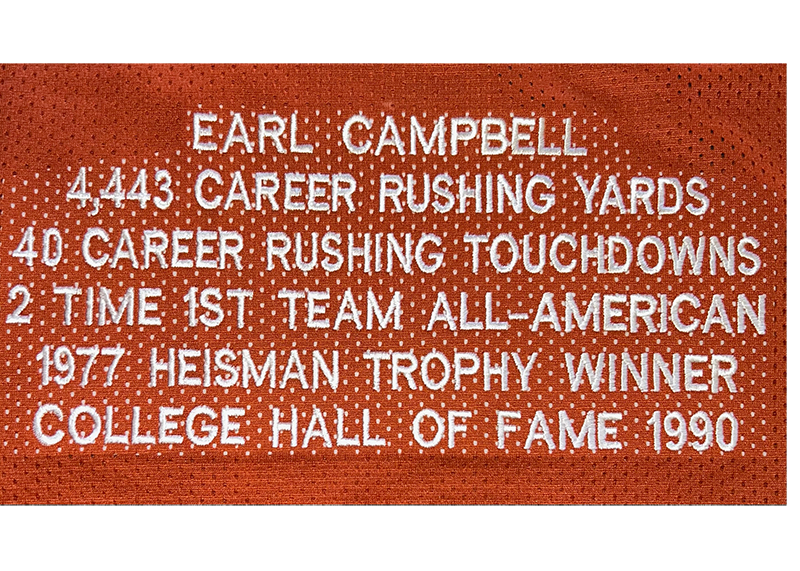 Earl Campbell Signed Texas Orange Football Stat Jersey (JSA)
