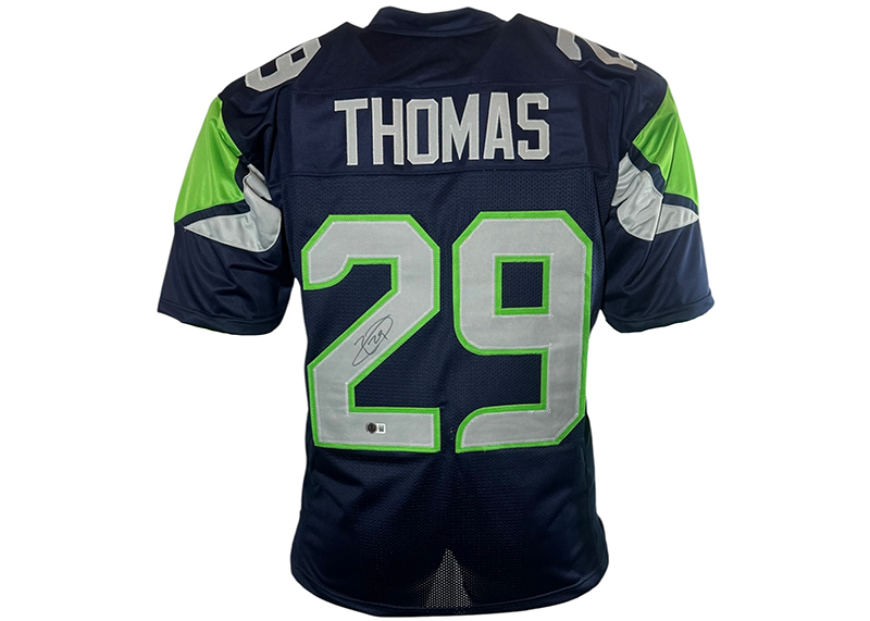 Earl Thomas Signed Seattle Blue Football Jersey Beckett