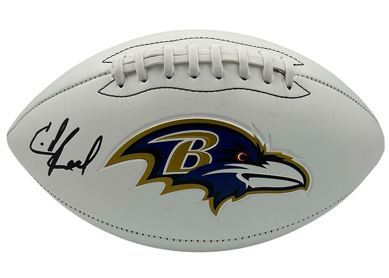 Ed Reed Signed Baltimore Ravens Team Logo Football JSA