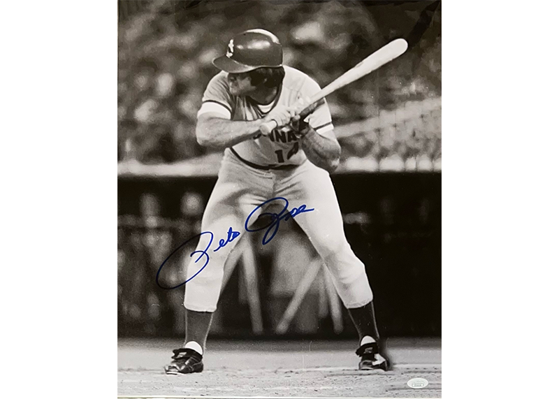 Pete Rose Autographed 16x20 Cincinnati Reds Photo JSA