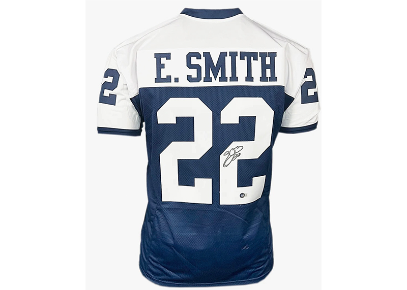 Emmitt Smith Signed Dallas Thanksgiving Football Jersey JSA