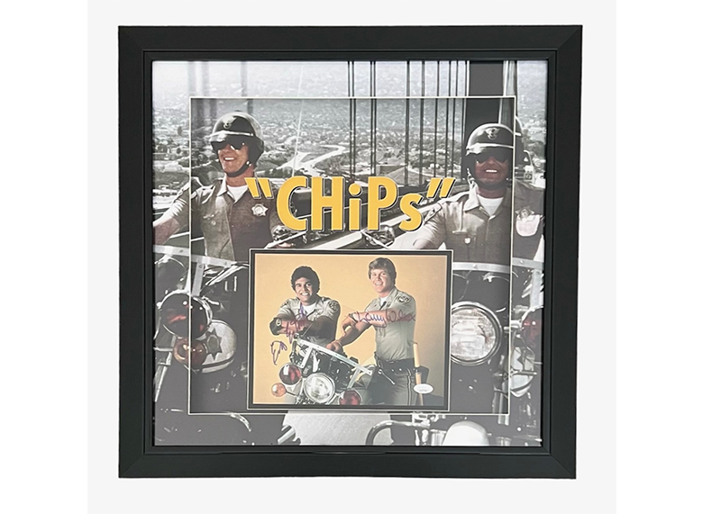 Erik Estrada & Larry Wilcox Signed CHIPs 3D Photo 23x23 Frame (JSA)