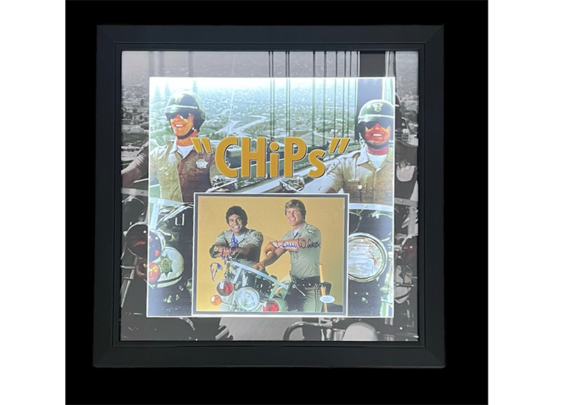 Erik Estrada & Larry Wilcox Signed CHIPs 3D Photo 23x23 Frame (JSA)